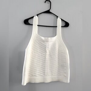Banana Republic Sweater Knit Tank Top Cotton Ivory White Cream Size M